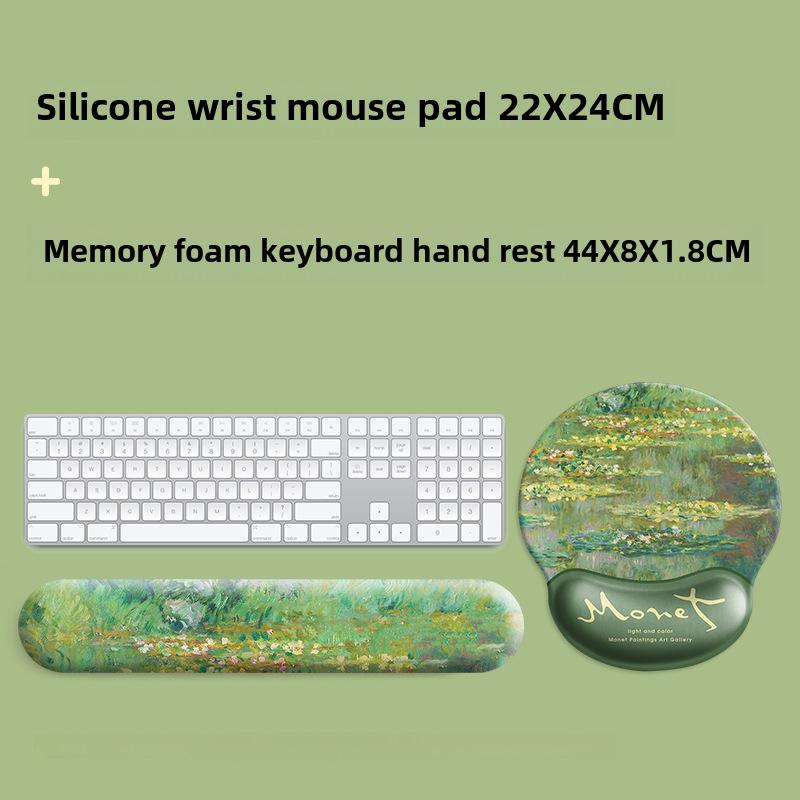 

Коврик для мыши Monet Water Lily с поддержкой запястья - Мягкая поддержка для клавиатуры и мыши, для мальчиков и девочек