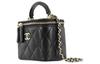 Chanel 21K Black Quilted Sheepskin Shiny Light Gold Buckle Zipper Box Shoulder Crossbody Women Bag