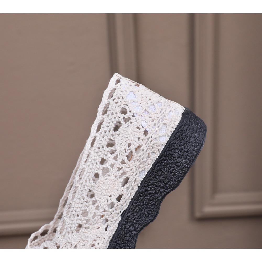 Ladies' Casual Temperament Breathable One Foot Shoes -Women's Mesh Shoes with Mesh Surface, Ethnic Style Cloth Shoes, Hollow Lace Women's Shoes