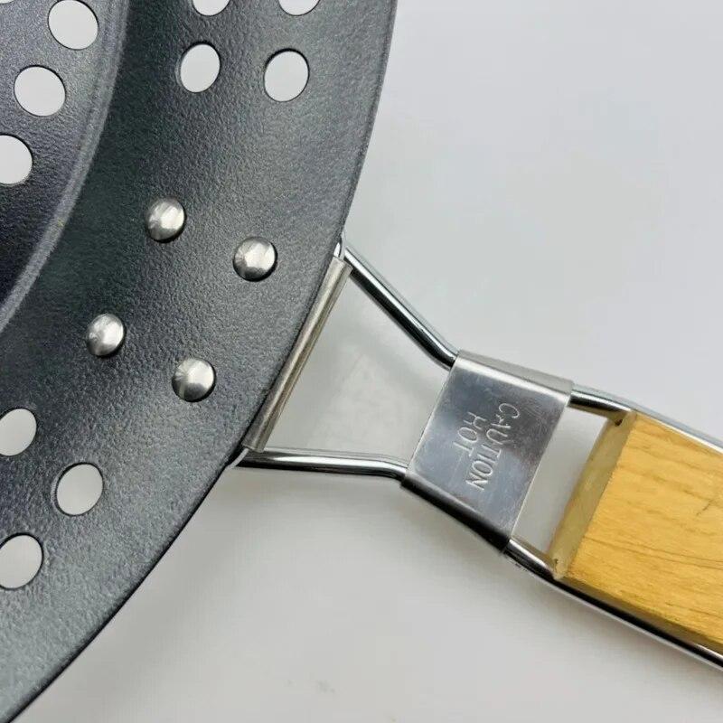 Stor størrelse rustfritt stål Non-stick sammenleggbar BBQ Grillbrett Utendørs Camping Grønnsakspannekake Biffbrett Rund Grillkurv