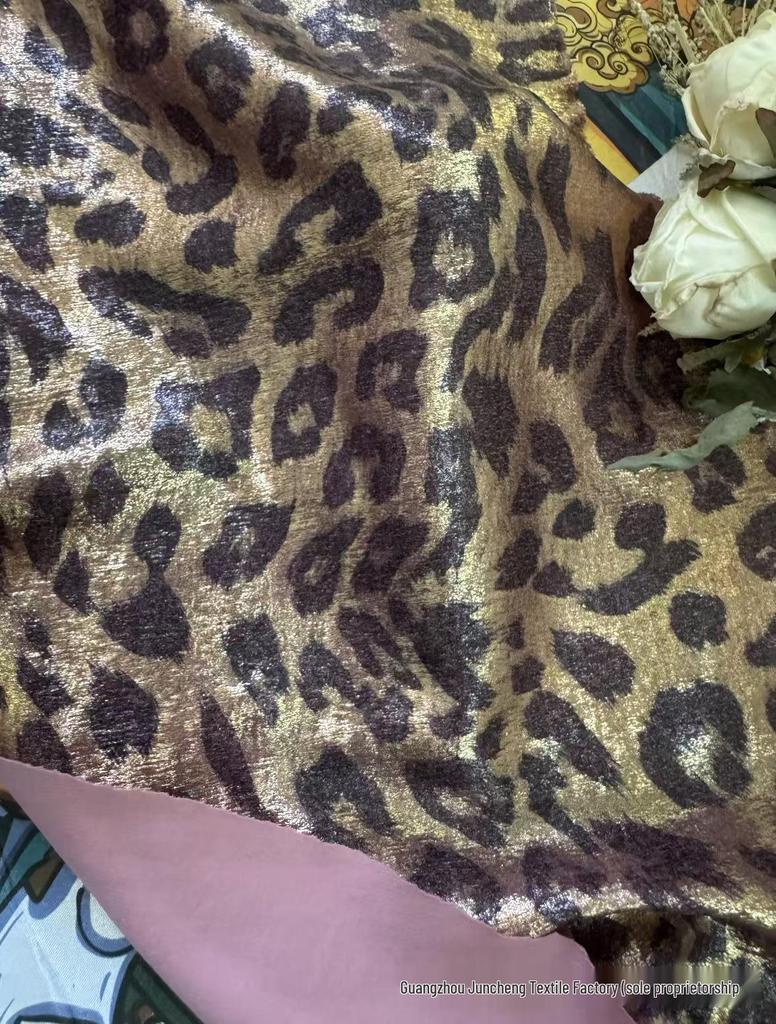 Leopard Velvet Metallic Silver Glitter Dress Fabric - Fashion Costume Performance Material