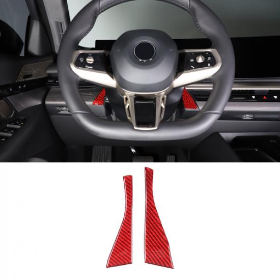 Red Carbon Fiber Dashboard Navigation Side Sticker For BMW 5 Series G60 I5 2024+