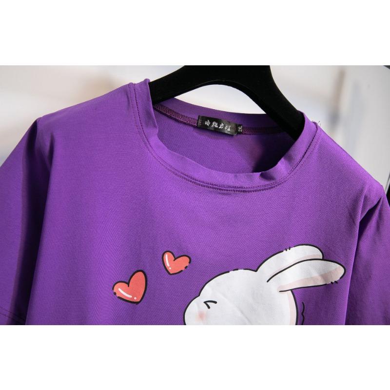 Sommer Damen T-Shirt Übergröße Rundhals Mittellang Kurzarm Top