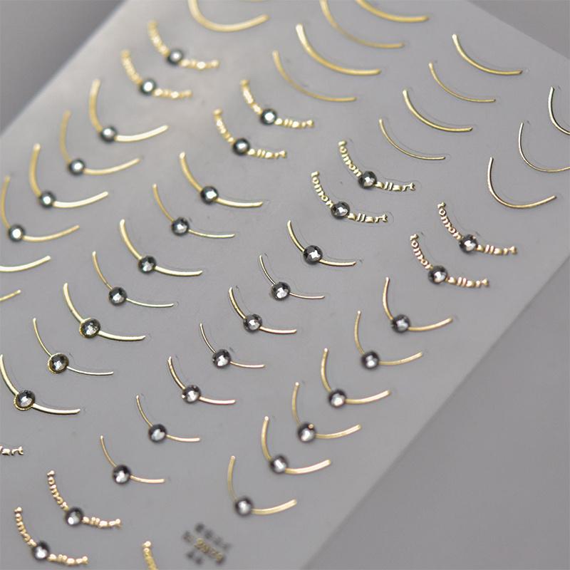 5D black and white lace stripe nail art sticker high quality comes with pearl diamond gemstone design sticker decorative sticker