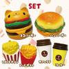 Jumbo Squishy Hamburger Set of 6 Fluffy Honey Interior Big Squishy
