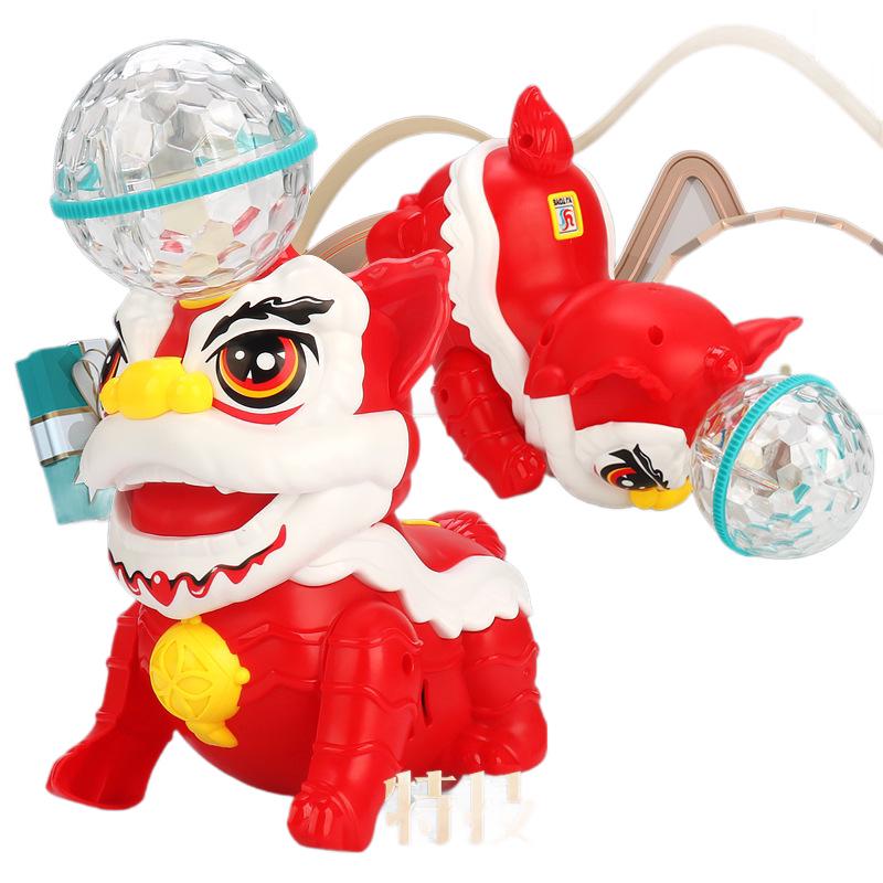 Electric Dancing Lion with Rotating Lights & Music - Toy for Kids | National Trend Lion Dance Birthday Gift