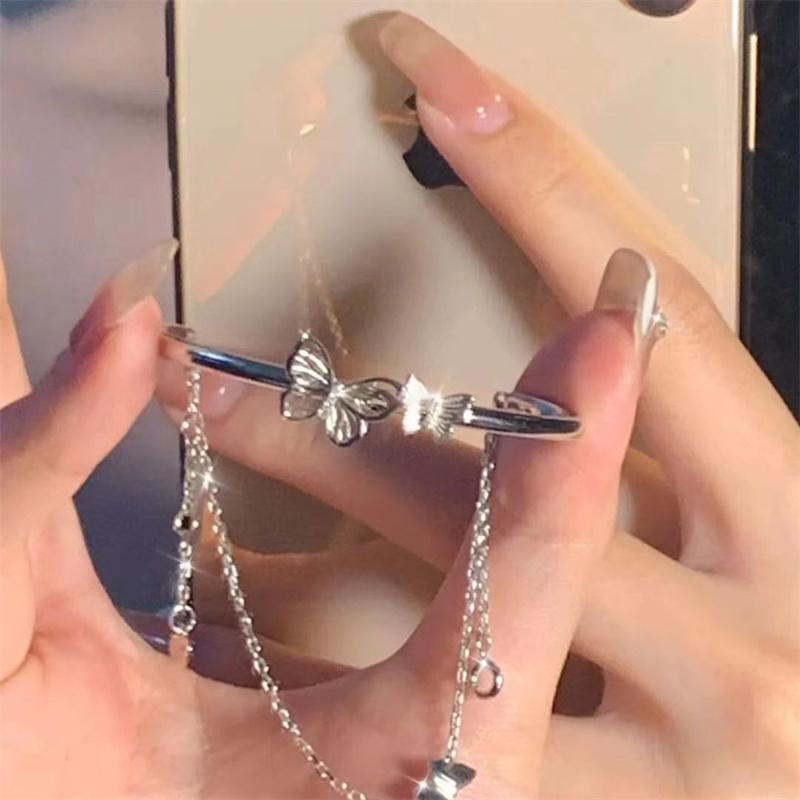 Korean Exquisite Butterfly Chain Bracelet Shiny Zirconia Flower Star Moon Pendant Adjustable Bracelets Women Elegant Jewelry