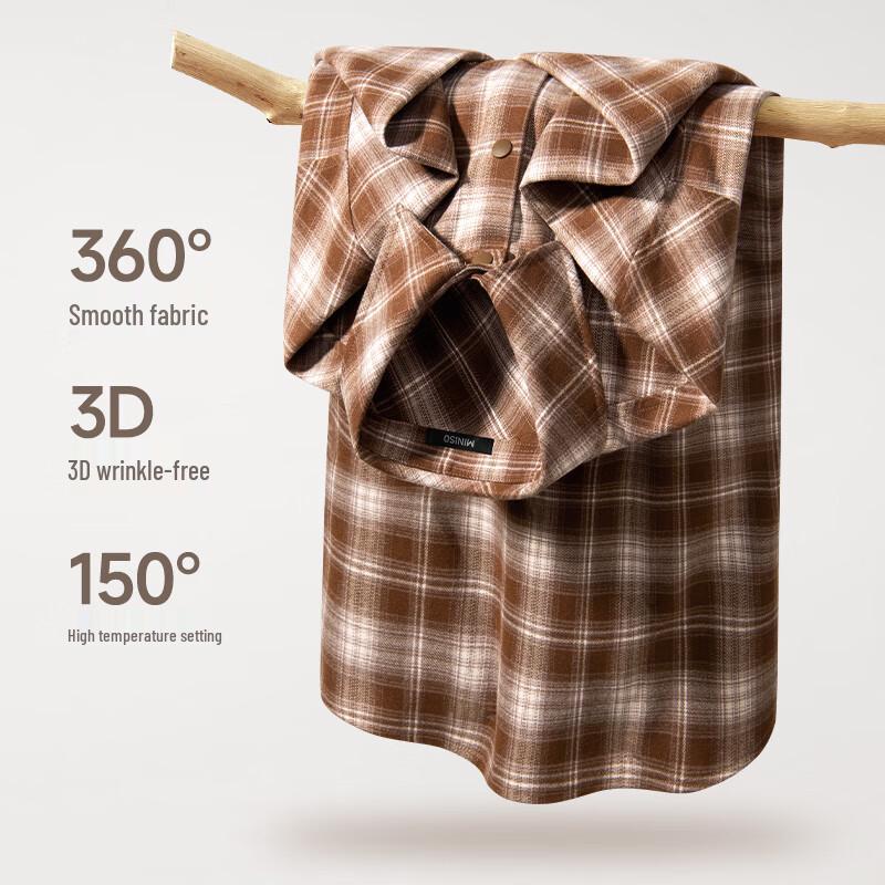 MINISO Men's Retro Plaid Flannel Long Sleeve Shirt Jacket