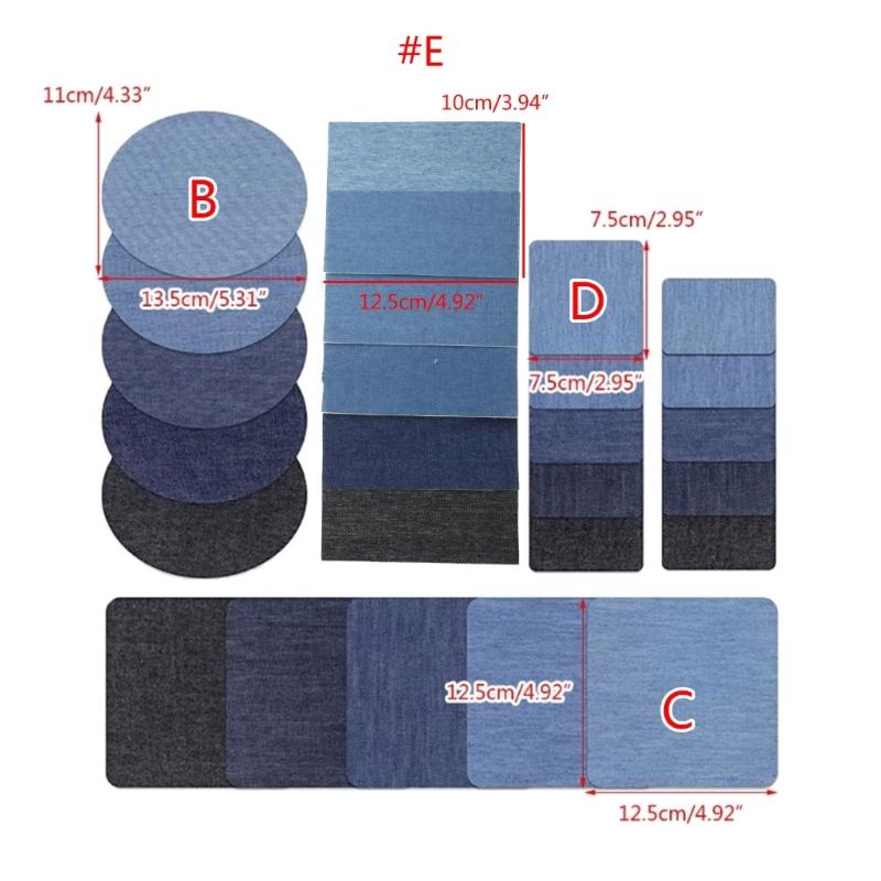 5/25 Pieces Patches for Jeans Clothing Repairing Denim-Patches Self Adhesive Jean Patches Rectangular Elliptical Patches