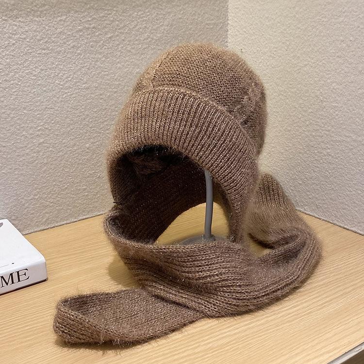 Winter Old Man's Hat Women's Thickened Warm Wind and Snow Hat  Mother's Hat Scarf  Integrated Ear Protection  Old Lady Hat  Woolen Hat