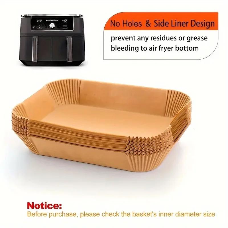 Extra Grandes Doublures Rectangulaires en Papier pour Friteuse à Air - Antiadhésives, Faciles à Nettoyer, Gain de Place, Résistantes au Four, Paniers en Papier Jetables Et Bo