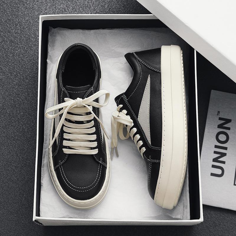 [Ceiling Quality] Self-owned RO Infringing Men's Shoes, Small Triangle Milk-scented Bottom, Thick-soled Leather Casual Board Shoes Tide