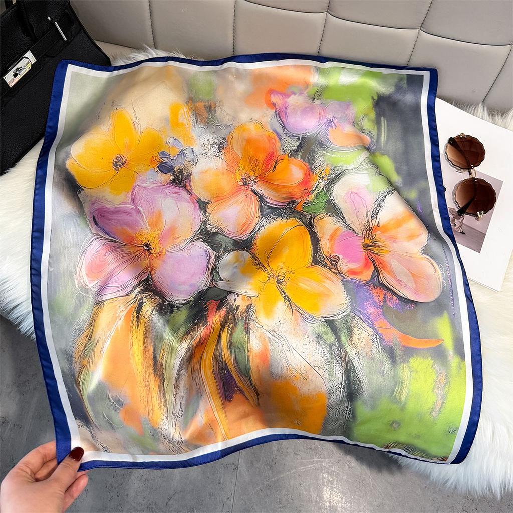 Fashion Square Fashion Foreign Style Small Silk Scarf Women'S Headband Decorative Scarf Dual-Purpose Small Square Scarf New Scarf