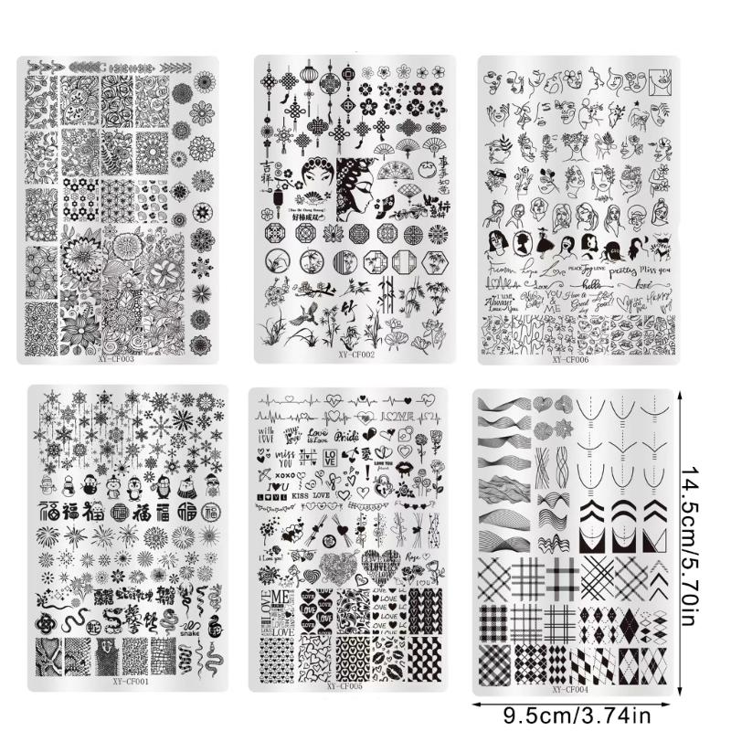 Nail Stamp Plate Nail Art Templates Heart Flower Nail Art Plates for DIY Nail Art Decorations Nails Art Stamping Plates