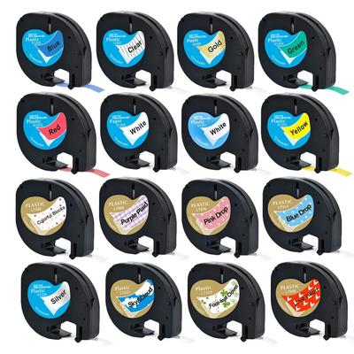6Packs 91201 Labels Compatible for Dymo Letratag Label Marker Plastic/Paper Refill Tapes 91200 for Dymo  LT100H LT100T Printer