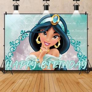 Princess Jasmine Aladdin Theme Background Children Girls Birthday Party Decoration Background Banner Baby Shower Supplies Props