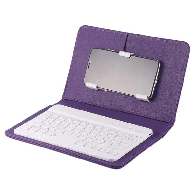 Universal Mobile Phone Keyboard  +  Leather  Case Set Portable Wireless Bluetooth-compatible