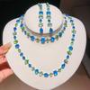 Waterdrop Zircon Inlaid Earrings Necklace Set Luxury Style Fashion Jewelry Women