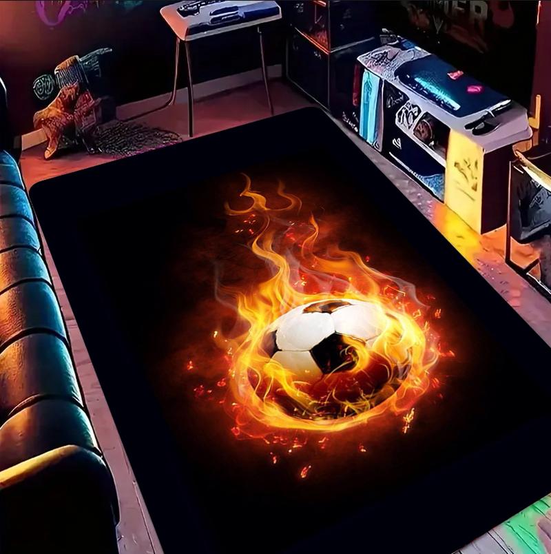 

Ковер с рисунком «Пламенный ореол» для футбольного мяча, динамичный спортивный стиль, нескользящий коврик для гостиных, игровых зон 40x60cm