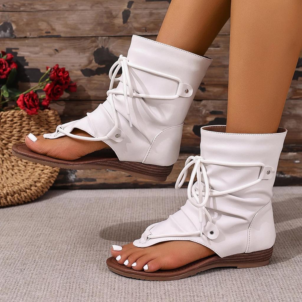 Women Summer Boots Open Toe Flat Tassel Design Sandals Roman Sandal Elegant Shoes Plus Size 36-42 Sandalias Mujer 2025