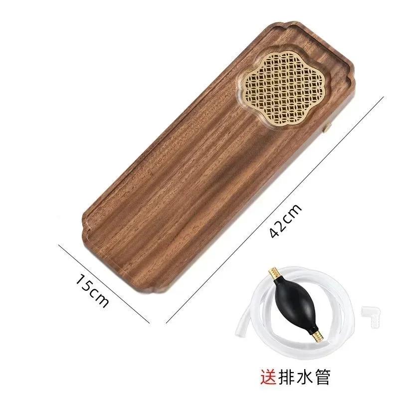 Light Luxury Tea Tray Chinese Walnut Wood Tea Tray Drainable Solid Wood Tea Tray Small Dry Brewing Table for Household Use Table