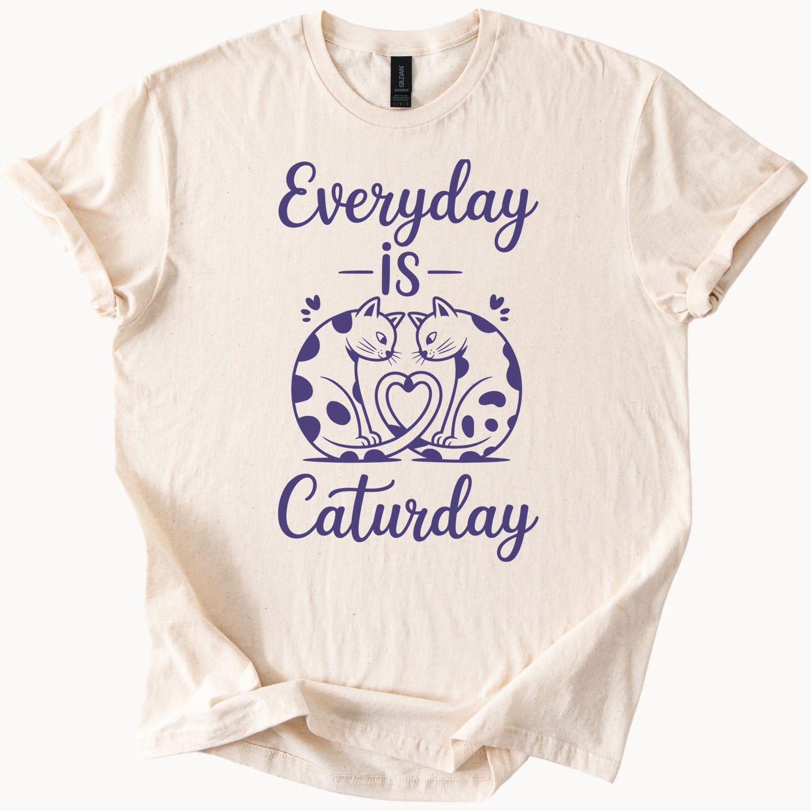 Everyday Is Caturday Shirt Cute Cat Lovers Graphic Tee Two Cats Heart Design Funny Cat Mom Cat Dad Gift Animal Lover T Shirt 150