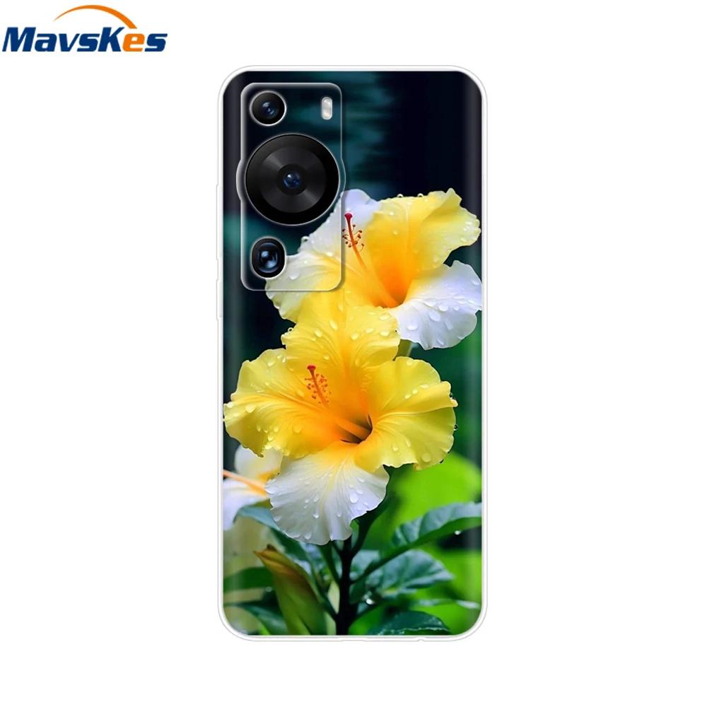 For Huawei P60 Pro Case Cute Heart Cartoon Painted Silicone Clear TPU Back Cover For Huawei P 60 P60 2023 P60Pro Phone Cases