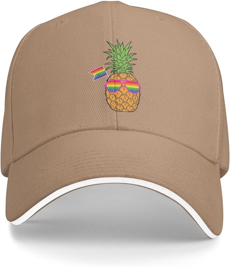Pineapple LGBT Pride Rainbow Flag Baseball Cap Polyester Adjustable Casual Unisex Adult Hat