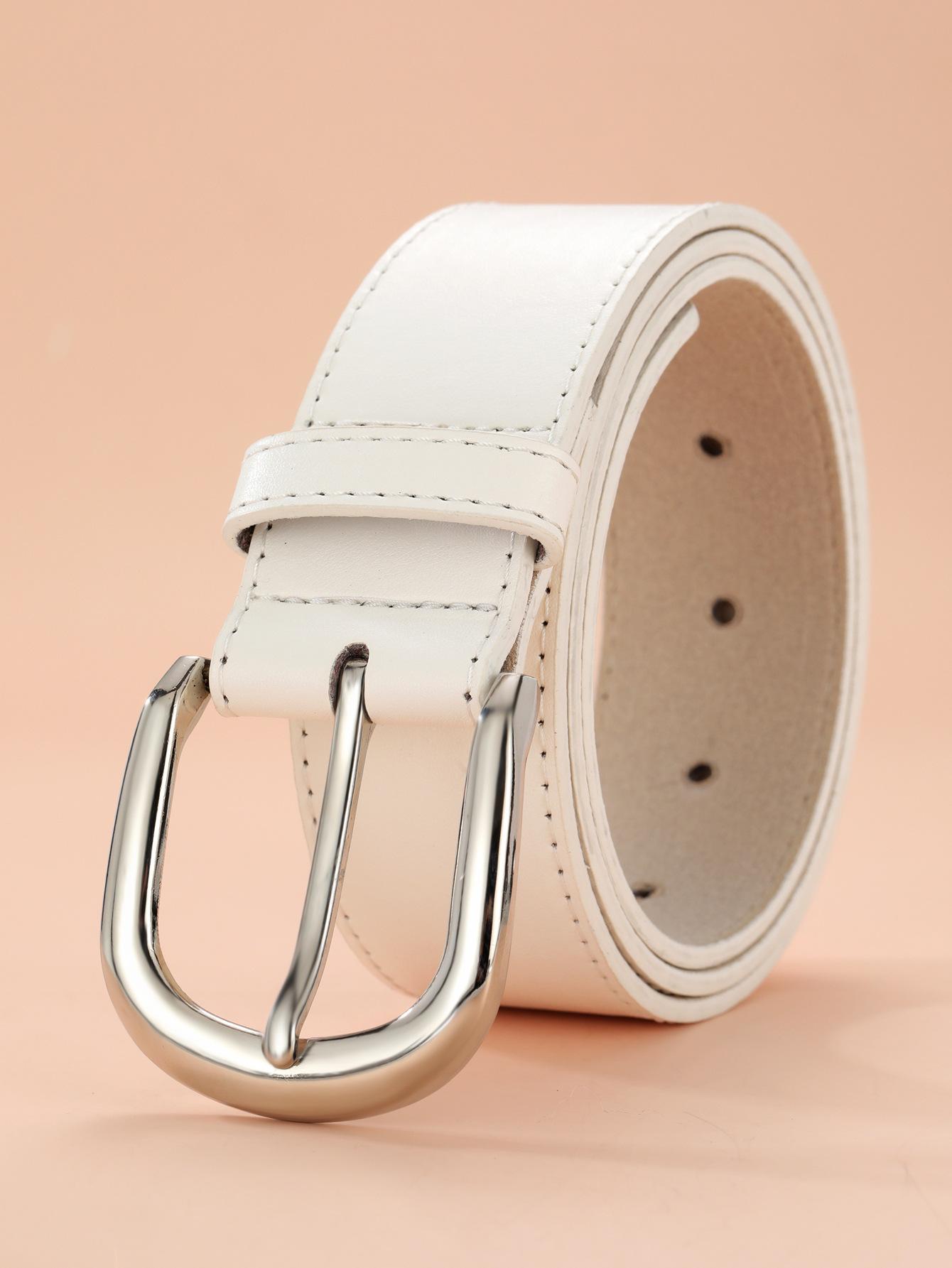 Women S Belt Women S Pin Buckle Belt Simple Style White Jeans Belt 102cm белый