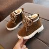 Boys Martin Boots Fleece Children's Fly Knitting Autumn and Winter Large Cotton Thickened Children's Single Boots Girls Shoes Warm Baby Shoes