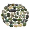 Moss Agate Oval Cabochon Lot – Natural Green Crystal Gemstone Flat Back (20–35mm) for Jewelry Making
