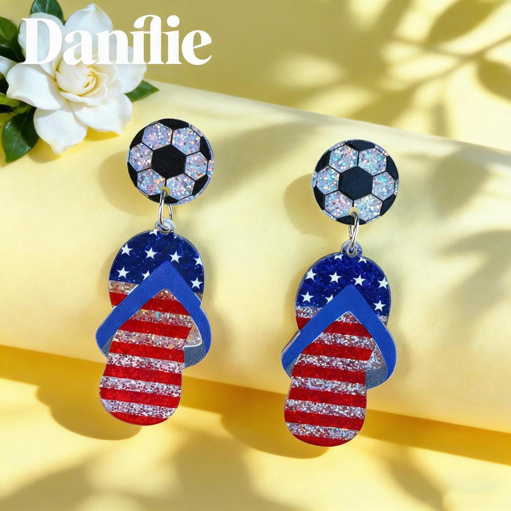 USA Flag Acrylic Earrings for Independence Day Sports Festivals - World Cup Themed Jewelry