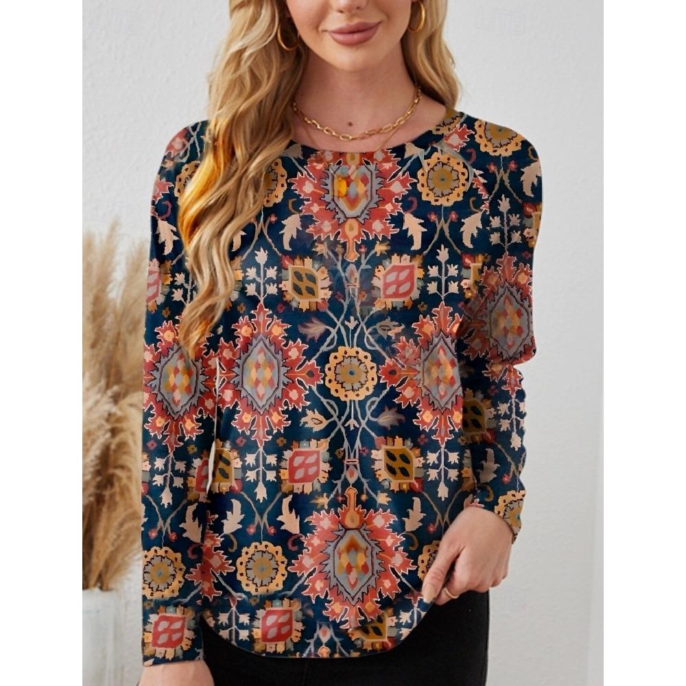 Fashionable round neck long sleeved T-shirt XS