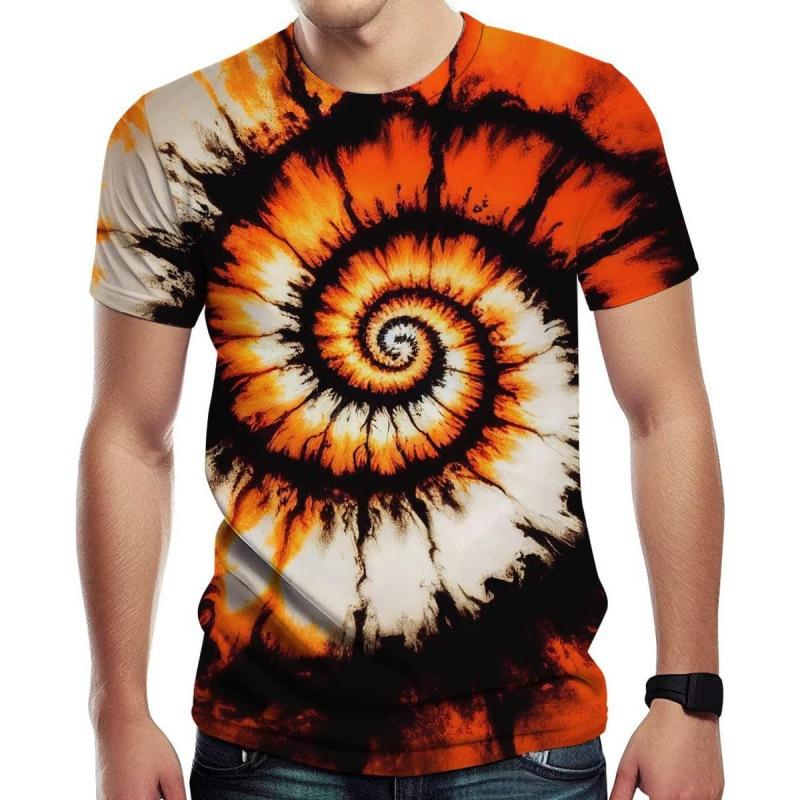 Hot selling 3D digital printed T-shirt imitation tie dye neutral camouflage men's round neck casual short sleeved shirt