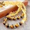 High Matching Retro High Quality Maillard Natural Tiger'S Eye Stone Citrine Collarbone Chain Necklace