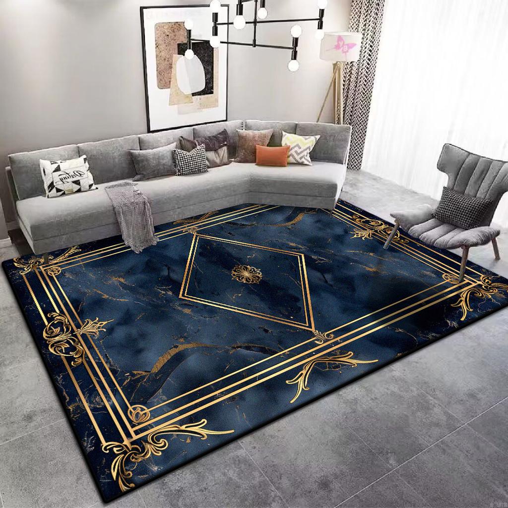 Nowoczesny Dywan do Dużego Salonu dla Seniorów Niebieski Antypoślizgowy Mata pod Stoliki Kawowe Możliwość Dostosowania Szatnia Biuro Sofa Dywan Miękki Łatwe Czyszczenie
