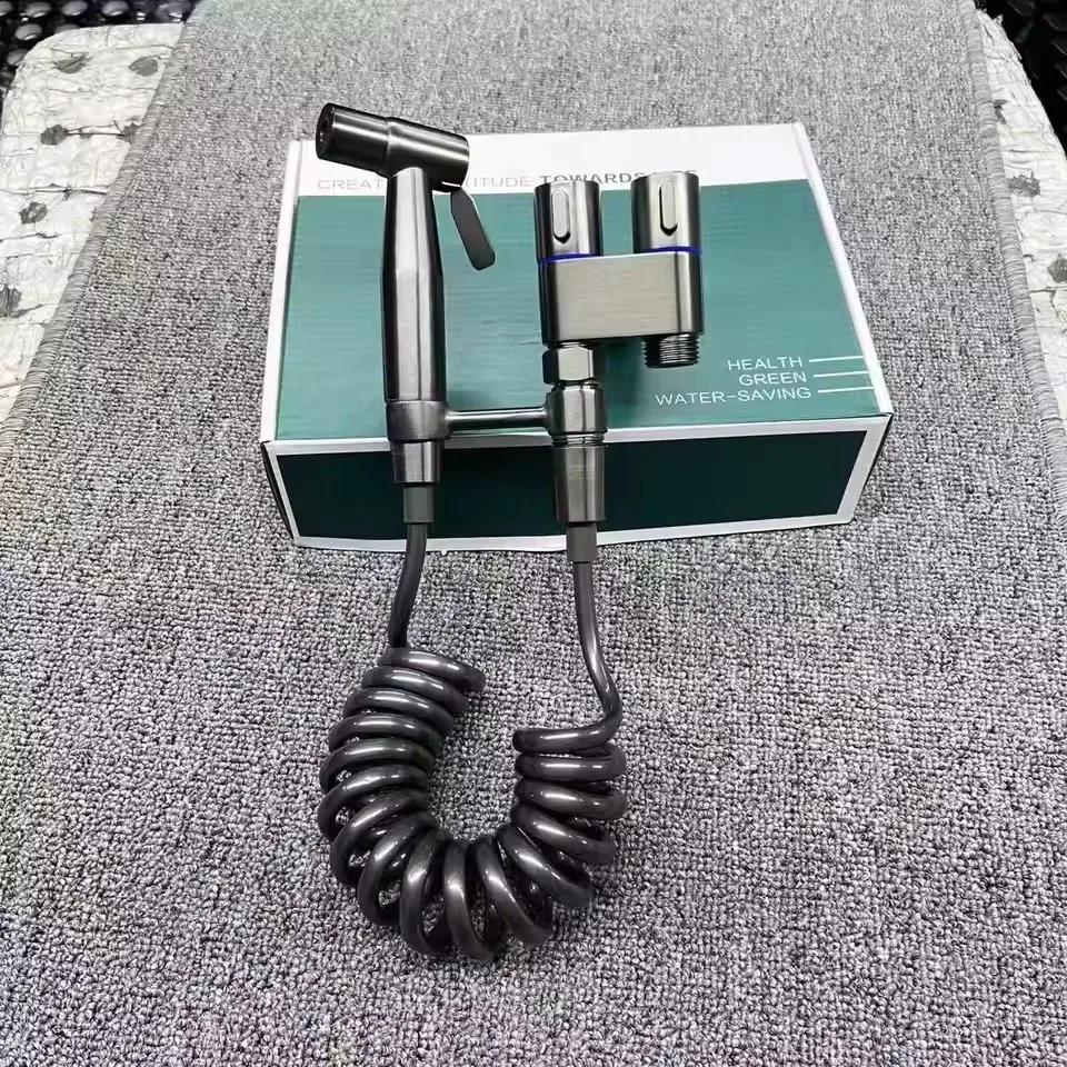 Ruční toaletní bidet Baterie Rozprašovač Nerezová ocel Koupelnový bidetový rozprašovací set Ruční rozprašovač Sprchová hlavice Samočištění Bez průrazu