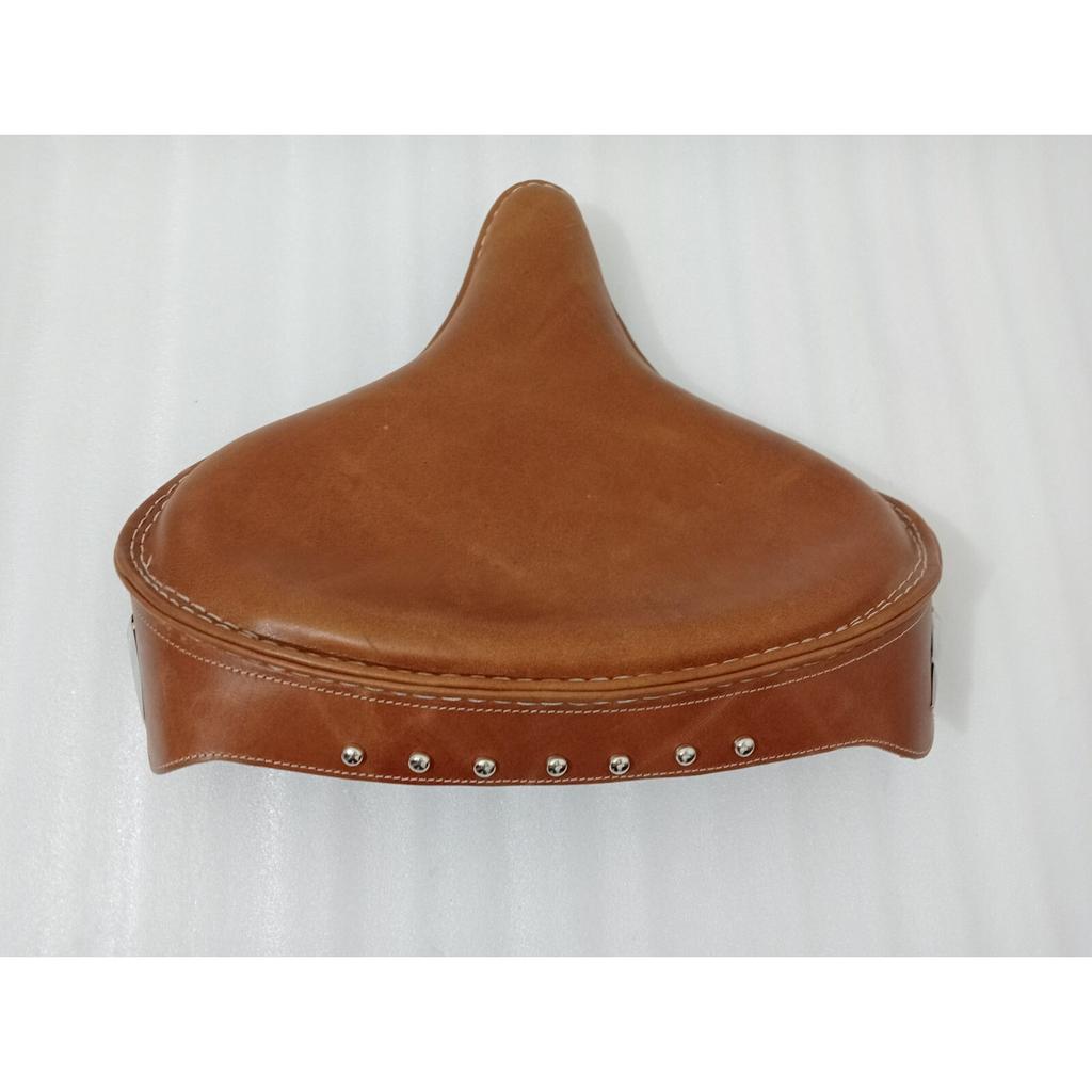 Solo Seat For Harley Brown Leather Skirt Knucklehead Panhead Shovel TC Bobber
