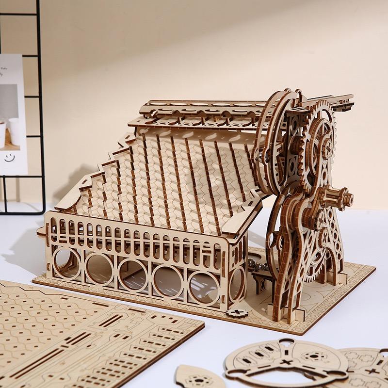 3D Wooden Puzzle 3D Wooden Mechanical Slide Marble Running Kit DIY Handmade Christmas Gift