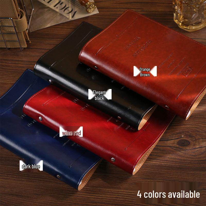 Premium A5 Soft Leather Ring Binder Notebook with Removable Cover - Lined Office Diary