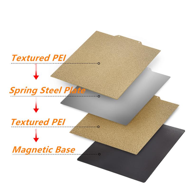 Ender-3/CR-6 SE /Ender-5 Plus PEI Print Bed Kit Double Sided Textured PEI Flexible Steel Build Plate 235x235/255x245/377x370mm