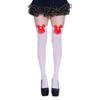 Sweet Bowknot Accent Thigh High Long Socks for Women Halloween Cosplay Parties Fishnet Striped Thigh High Stockings
