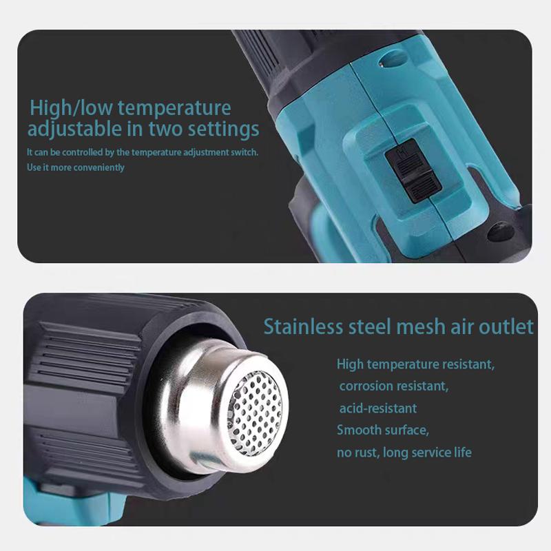 21V Portable Hot Air Gun  rechargeable cordless design Cordless for Makita Battery Electric Heat Gun with a nozzle