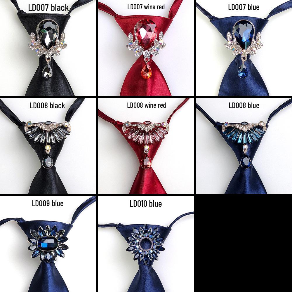 Broche en Cristal Élégante Européenne et Américaine Cravate Nœud Style Preppy pour Femmes