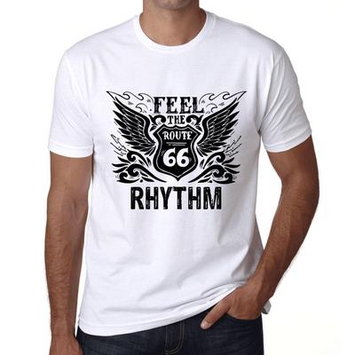T-shirt da uomo vintage con grafica Senti il ritmo bianco