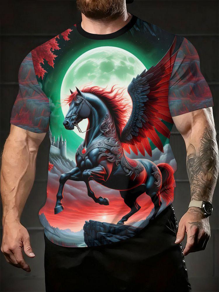 Summer Horse Animal 3D Printed T-shirt Men's Fashion Casual Short Sleeve Top Street Harajuku Casual Comfortable O-neck Clothing