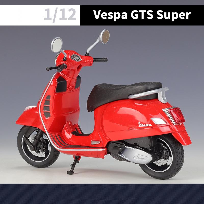 Welly 1/12 Vespa GTS Super 2020 Modello di Motocicletta in Metallo pressofuso Giocattolo Veicolo da Collezione Moto Fuoristrada Autociclo Giocattoli Auto