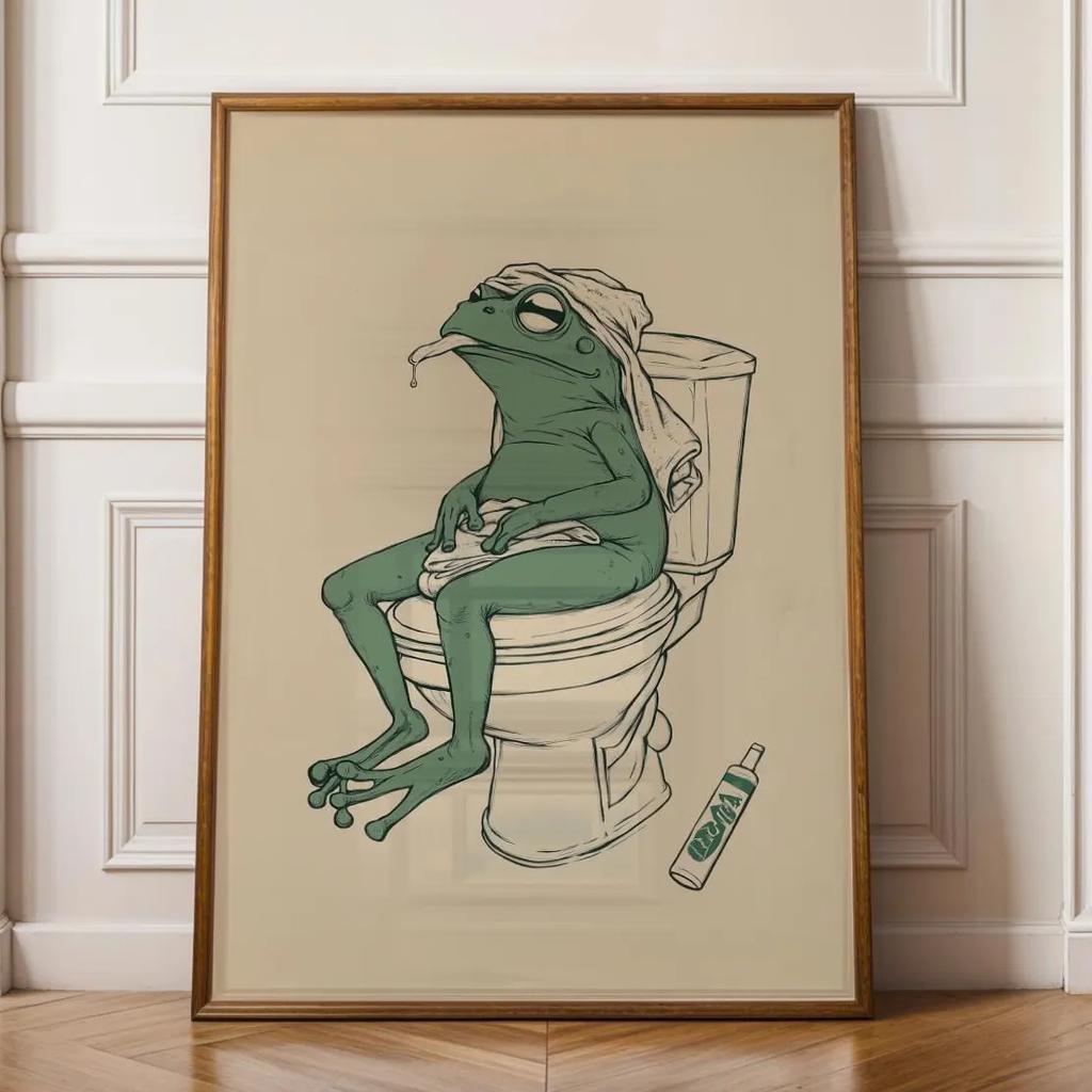 Vintage Black Cat Bathroom Wall Art, Toilet Fun Wall Art, Funny animal Bathroom Art, Quirky Bathroom Wall Decor, Bathroom Print