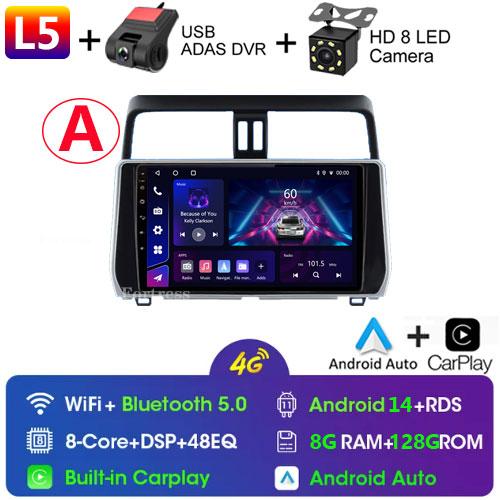 For Toyota Land Cruiser Prado 150 2018 2019 - 2022 Carplay 360 Camera Auto Android 13Car Radio Multimedia Player GPS Stereo Wifi