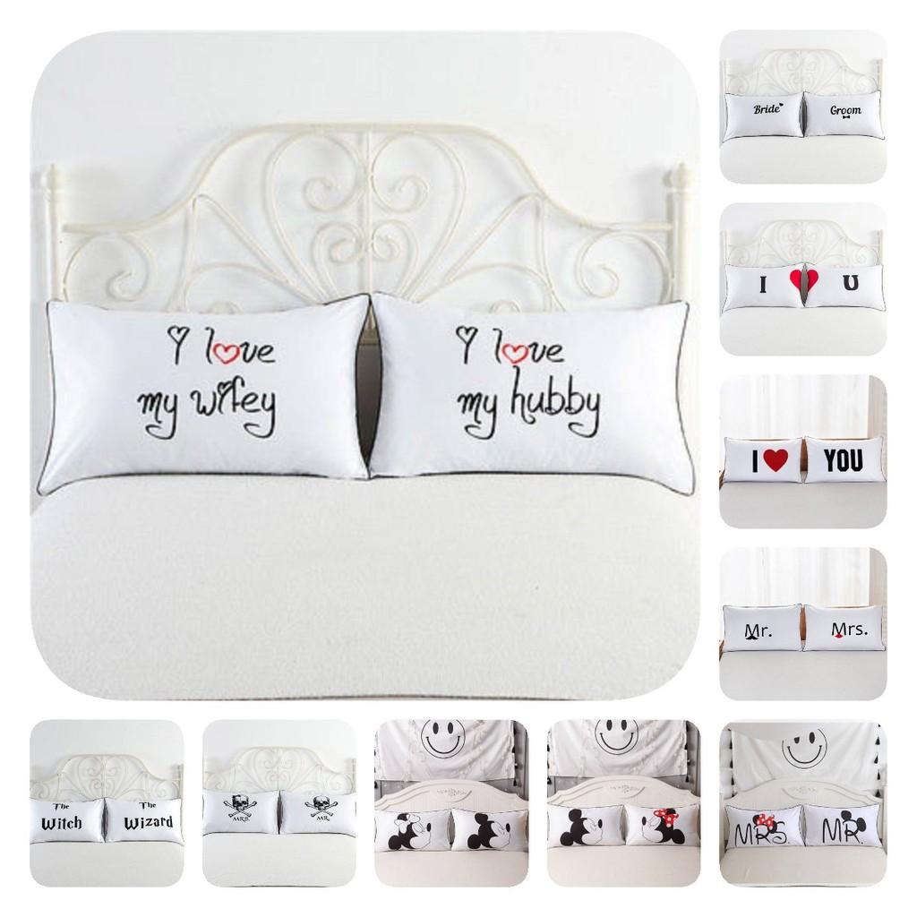 Couple 1 Pair Lovers Home Decor Pillow Case Sofa Waist Throw Cushion Cover